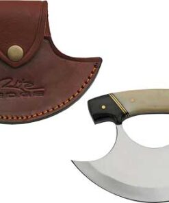 SZCO RITE EDGE 6" HORN & BONE - HANDLE ULU W/LEATHER SHEATH