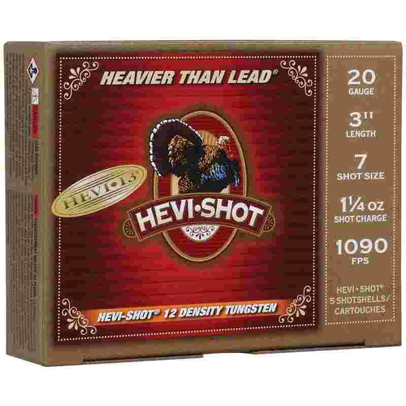 HEVI-Shot HEVI-13 Shotshells 20ga 3" 1-1/4oz 1090 fps #7 5/ct 1 HEVI-Shot HEVI-13 Shotshells 20ga 3" 1-1/4oz 1090 fps #7 5/ct