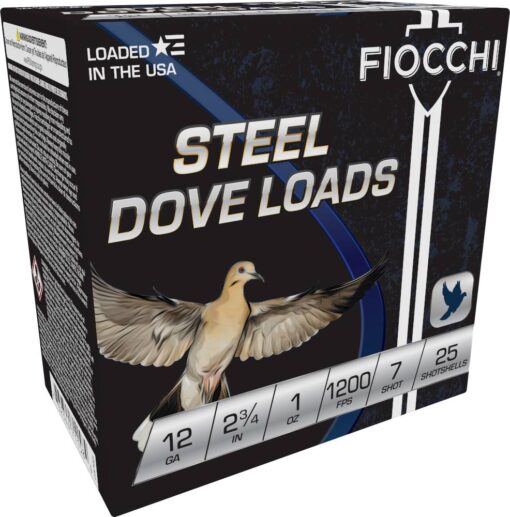 FIOCCHI STEEL DOVE & QUAIL AMO 12GA 1 OZ #7 1200FPS 25-RD ( 10 BOXES PER CASE )