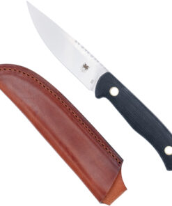 COBRATEC KOONSMAN 4" FIXED BLD - BLACK D2 W/LEATHER SHEATH