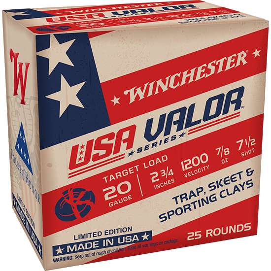 WINCHESTER 20 GA 2-3/4" #7.5 USA VALOR LS 7/8 OZ 25 RD/BX 10 BX/CS