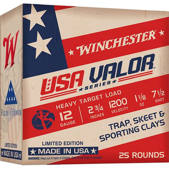 WINCHESTER 12 GA 2-3/4" #7.5 USA VALOR 1-1/8 OZ 25 RD/BX 10 BX/CS