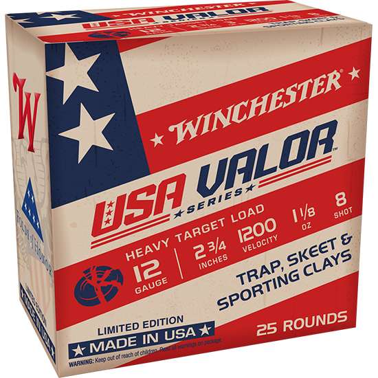 WINCHESTER 12 GA 2-3/4" #8 USA VALOR 1-1/8 OZ 25 RD/BX 10 BX/CS