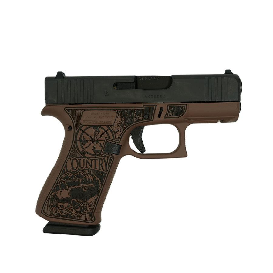 Glock 43x Custom "Country" Bourbon Handgun 9mm Luger 10rd Magazines (2) 3.4" Barrel Accessory Rail USA Made - Glock