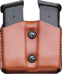 DESANTIS DOUBLE MAG POUCH OWB - LEATHER SINGLE STACK 10/45 TAN