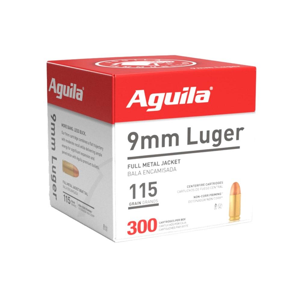 Aguila Handgun Ammuntion 9mm Luger 115 gr FMJ 1150 fps 300/ct