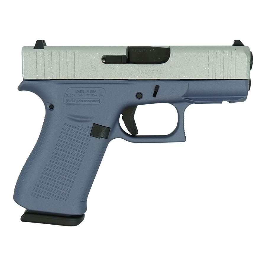 Glock 43X Crushed Silver Glitter Slide/Orchid Purple Frame Handgun 9mm Luger 10rd Magazines(2) 3.4" Barrel Accessory Rail USA Made - Glock
