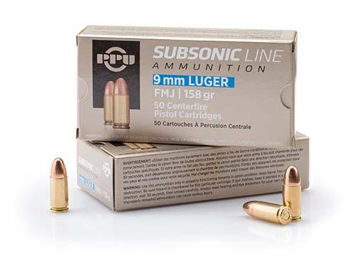 PPU Subsonic Handgun Ammunition 9mm Luger FMJ 158 gr 950 fps 50/ct 1 PPU Subsonic Handgun Ammunition 9mm Luger FMJ 158 gr 950 fps 50/ct