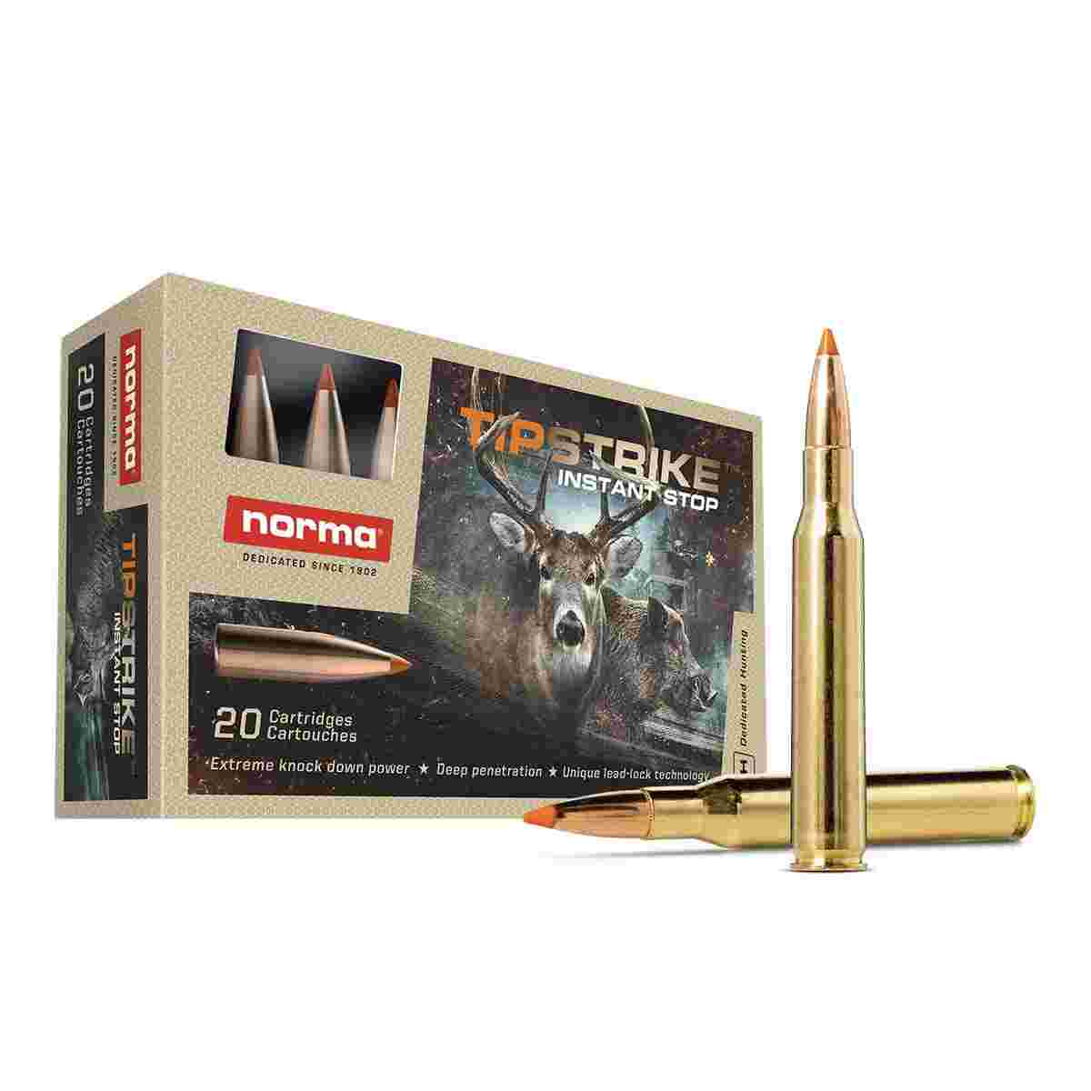 Norma TipStrike Rifle Ammunition .308 Win 170gr PT 2625 fps 20/ct 1 Norma TipStrike Rifle Ammunition .308 Win 170gr PT 2625 fps 20/ct