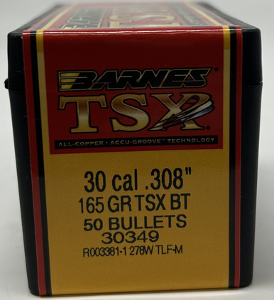 Barnes 30 Cal (.308 Dia) Reloading Bullets Copper TSX B30349 165 Grain Boat Tail Hollow Point 50 Pieces