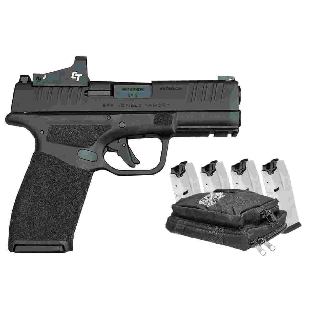 Springfield Hellcat Pro Bundle w/CT-1500 Red Dot 9mm Luger 15rd magazines(5) 3.7" Barrel Range Bag