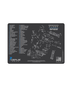RUGER SR22 SCHEMATIC HANDGUN MAT - CHARCOAL GRAY/CERUS BLUE, 12" X 17"