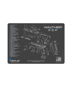 WALTHER® PDP® SCHEMATIC HANDGUN MAT - CHARCOAL GRAY/CERUS BLUE, 12" X 17"