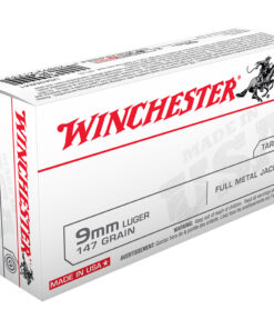 Winchester USA Pistol Ammo 9mm 147 gr. FMJ Flat Nose 50 rd.