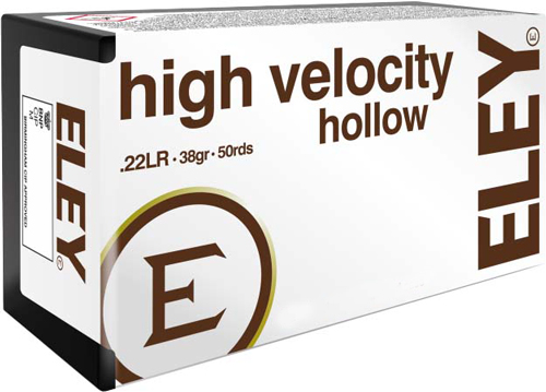 ELEY HIGH VELOCITY 22LR 38GR - HP 50RD 100BX/CS 1 ELEY HIGH VELOCITY 22LR 38GR - HP 50RD 100BX/CS