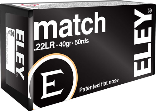 ELEY MATCH 22LR 40GR EPS - 50RD 100BX/CS 1 ELEY MATCH 22LR 40GR EPS - 50RD 100BX/CS