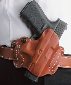 DESANTIS MINI SLIDE HOLSTER - OWB RH LEATHER S/A XD 4" TAN