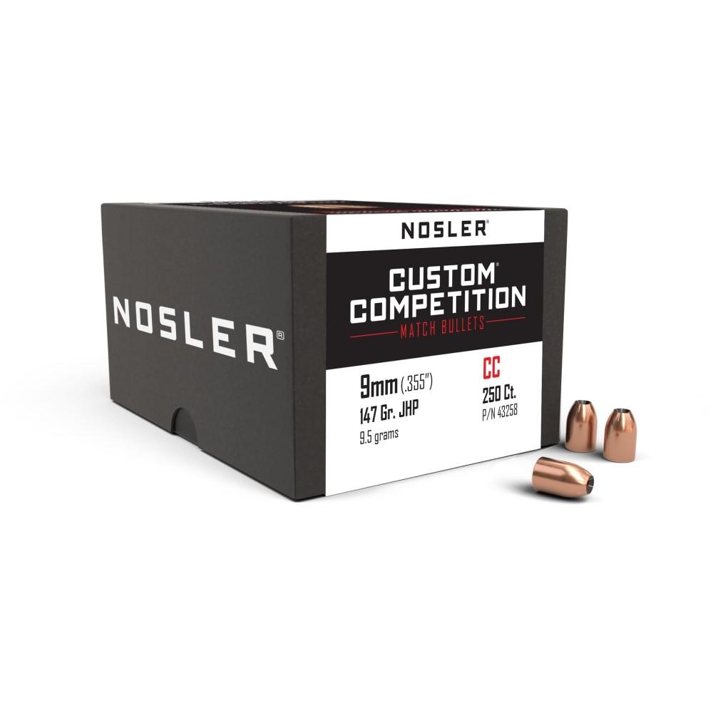Nosler Sporting Handgun Pistol Bullets 9mm .355" 147gr JHP (250 ct.)