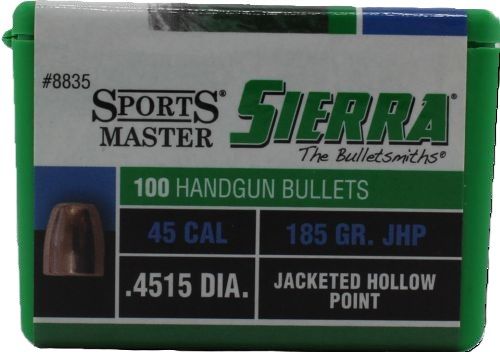 SIERRA BULLETS .45 CAL .4515 - 185GR JHP 100CT