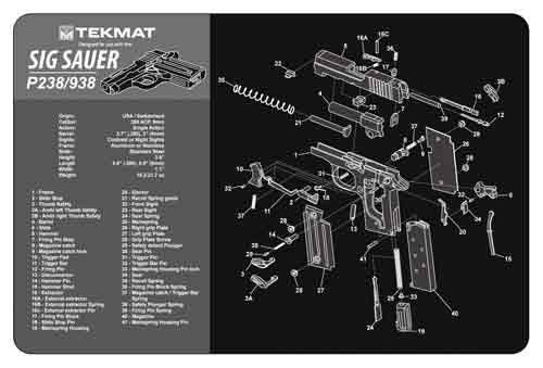 TEKMAT ARMORERS BENCH MAT - 11"x17" SIG SAUER 238 PISTOL