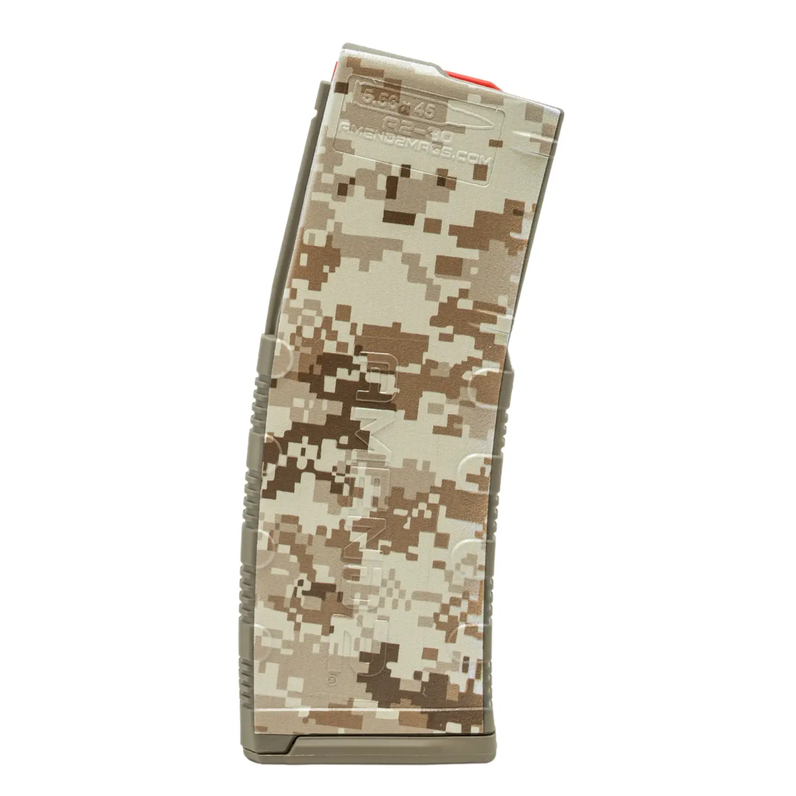 AMEND2 M2 5.56MM 20RD AR15 WITH RED FOLLOWER FDE DESERT CAMO  POLYMER MAGAZINE ( 50 PER CASE )