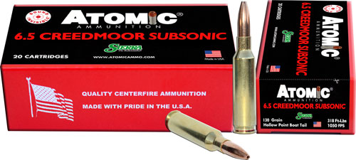ATOMIC 6.5 CM 130GR SUBSONIC - HPBT 20RD 10BX/CS 1 ATOMIC 6.5 CM 130GR SUBSONIC - HPBT 20RD 10BX/CS