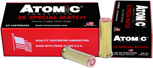 ATOMIC 38 SPECIAL MATCH 148GR - COPPER PLATE HBWC 50RD 10BX/CS 1 ATOMIC 38 SPECIAL MATCH 148GR - COPPER PLATE HBWC 50RD 10BX/CS