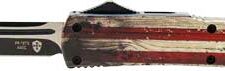 TEMPLAR KNIFE SLIM OTF WOOD US - FLAG 3.1" BLACK TANTO