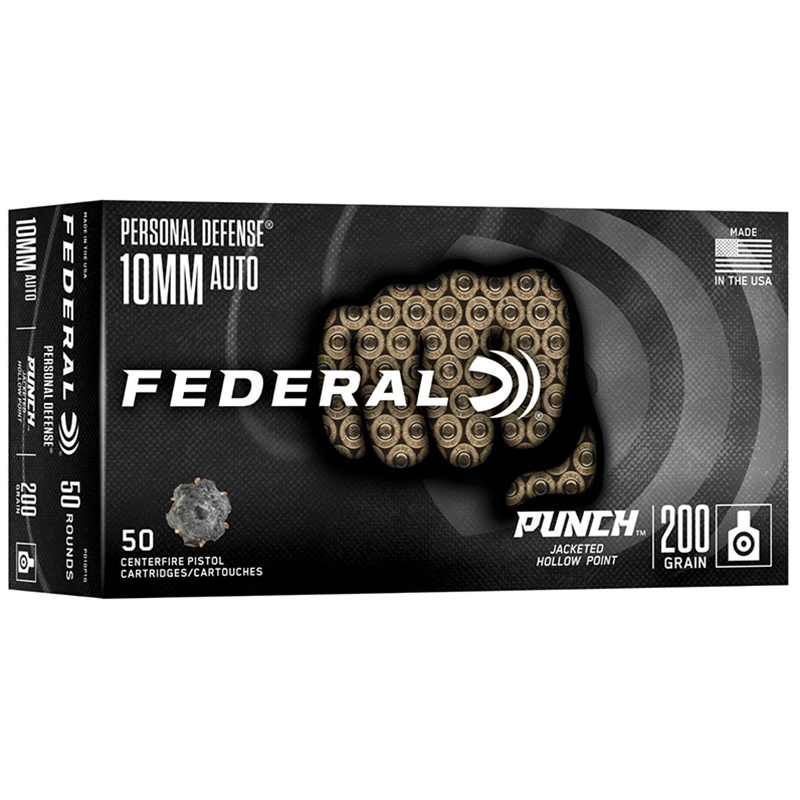 FEDERAL 10MM AUTO 200GR PUNCH JHP 50RD/BX 10BX/CS 1 FEDERAL 10MM AUTO 200GR PUNCH JHP 50RD/BX 10BX/CS