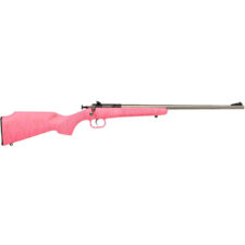 Home 25 Keystone Crickett Rifle 22 LR Stainless/Pink Syn w/Gold Web Stock