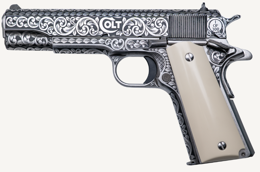 COLT GOVERNMENT 1911 SILVERADO 45ACP PISTOL FULL ENGRAVED/IVORY GRIP 7RD MAGAZINE 1-300 UNITS - CNC Firearms