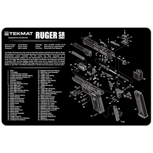 RUGER SR 9 (SR 40) CLEANING MAT - 11” X 17” 1 RUGER SR 9 (SR 40) CLEANING MAT - 11” X 17”