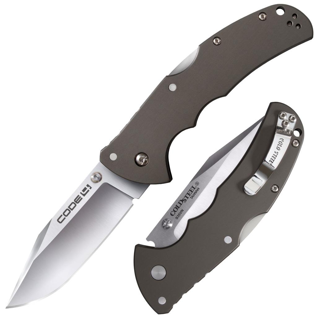 Cold Steel Code-4 Clip Point Lockback Knife - 3-1/2" Blade Satin 1 Cold Steel Code-4 Clip Point Lockback Knife - 3-1/2" Blade Satin