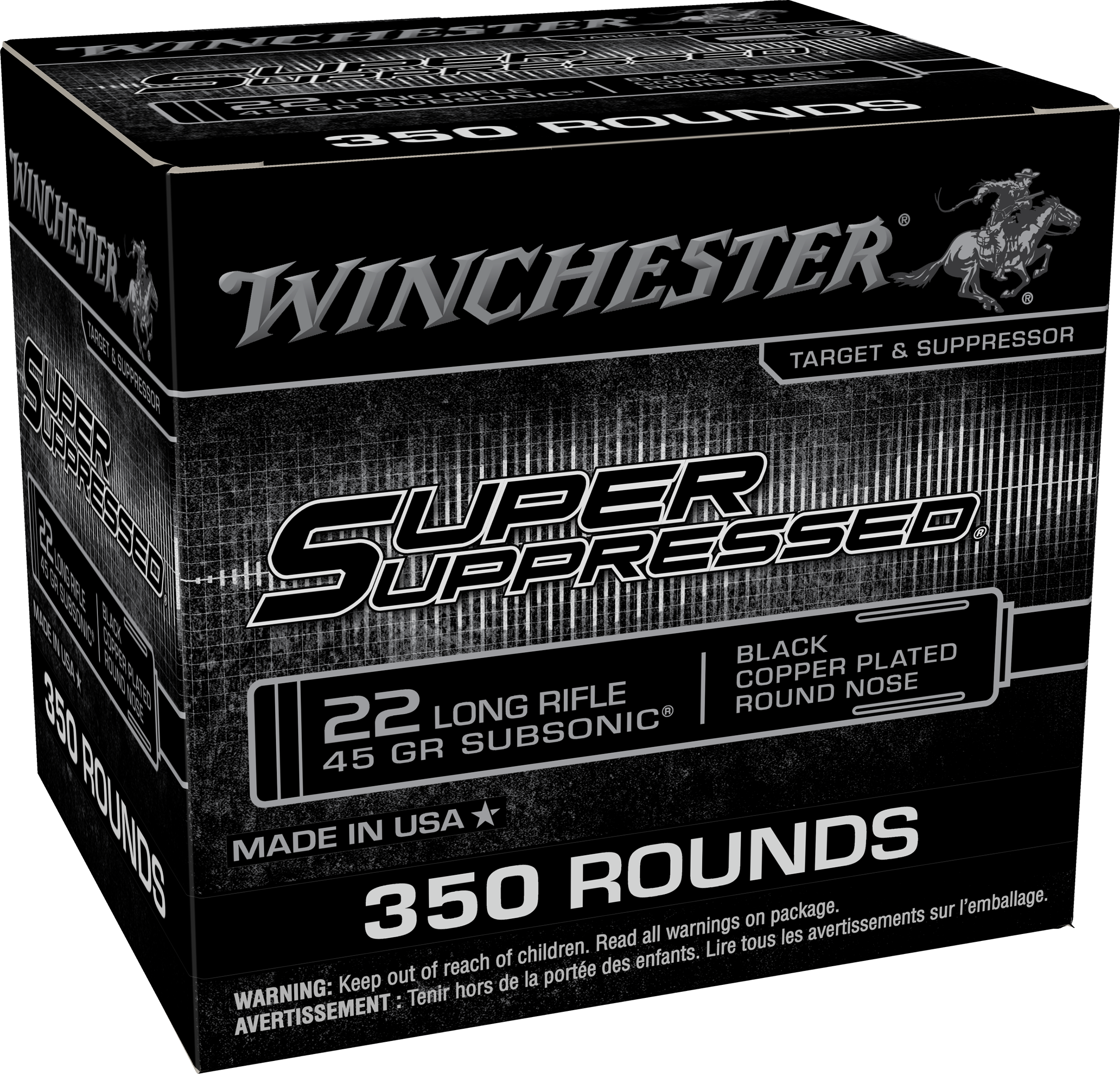 WINCHESTER 22 LR SUPER SUPRESSED RN CP 45 GR SUBSONIC 350RD/BOX 4BX/CS 1 WINCHESTER 22 LR SUPER SUPRESSED RN CP 45 GR SUBSONIC 350RD/BOX 4BX/CS