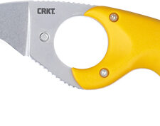 CRKT BEAR CLAW 2.39" YELLOW W/ - VEFF SERRATIONS BELT CLIP