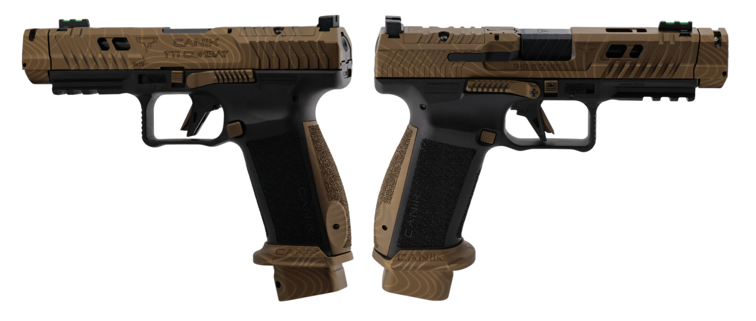 CENTURY CANIK TTI COMBAT TOPO ENGRAVED BRONZE/BLK 9MM PISTOL 4.6" 2-18RD - Canik
